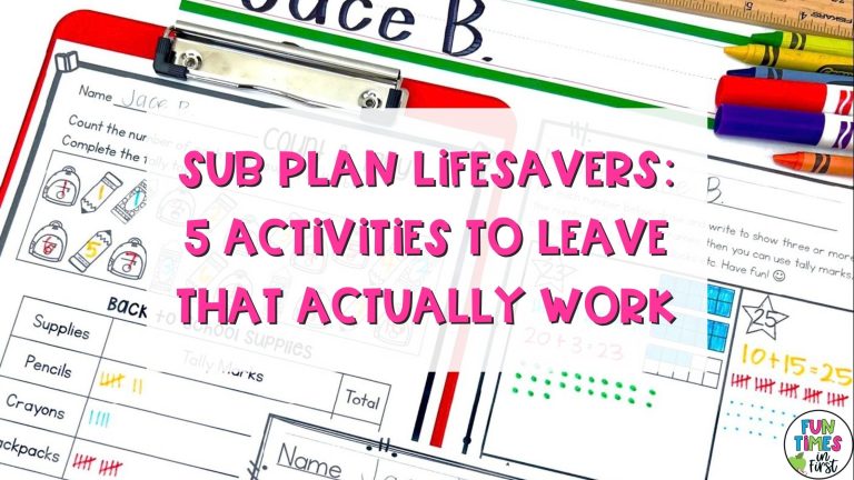 These sub plan lifesavers include 5 activity ideas that actually work to keep students engaged while you are away.